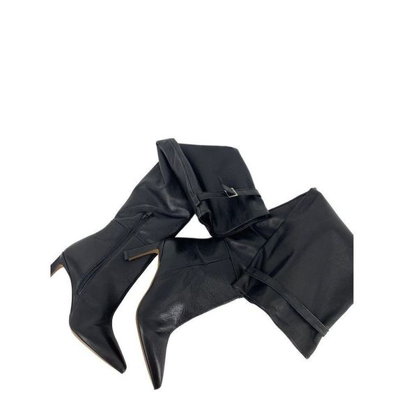 Asos Faux Leather Boots Sz 6 Over the Knee Adjustable Thigh Strap Buckle 3768 - Picture 11 of 16